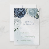 Cartons Réponse blanc & bleu floral verdure mariage (Devant)