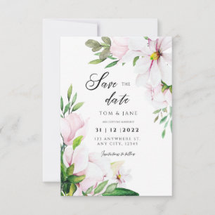 Cartons Réponse Blanc Blush Vert Style Floral Magnolia