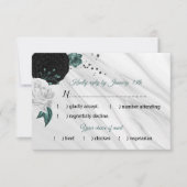 Cartons Réponse blanc noir & turquoise fleurs marbre choix de repa (Devant)