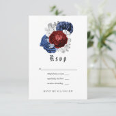 Cartons Réponse Blanc rouge et bleu 4 juillet Mariage (Debout devant)