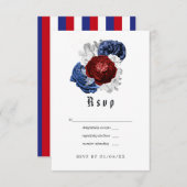Cartons Réponse Blanc rouge et bleu 4 juillet Mariage (Devant / Derrière)