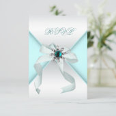 Cartons Réponse Blanc Turquoise Sweet 16 Party (Debout devant)