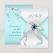 Cartons Réponse Blanc Turquoise Sweet 16 Party (Devant / Derrière)