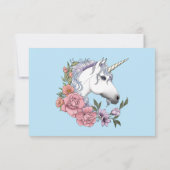 Cartons Réponse Blanc Unicorne rose Fleurs Bleu (Dos)