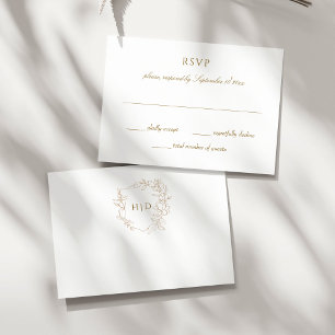 Cartons Réponse Blason de mariage botanique or simple élégant