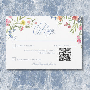 Cartons Réponse Blason Élégant de Mariage Fleur Sauvage Poussiéreu