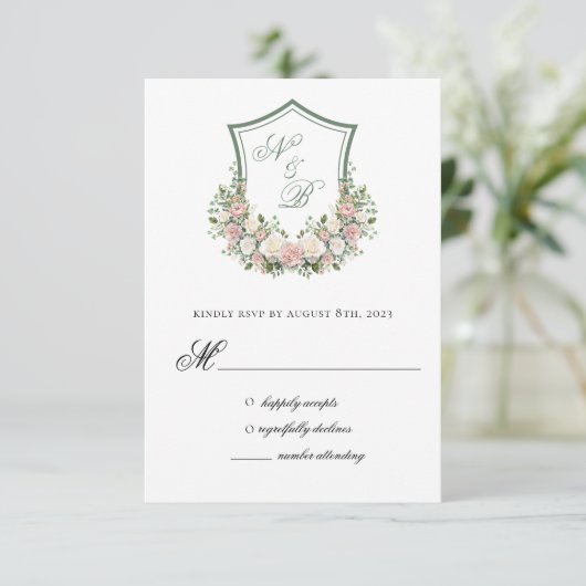 Cartons Réponse Blason Floral Rose (Debout devant)