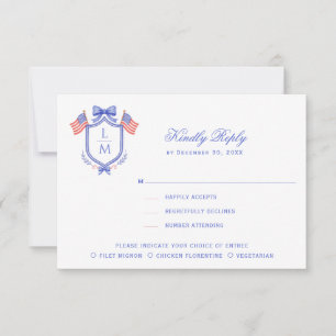 Cartons Réponse Blason Patriotique avec Drapeaux Monogramme Maria