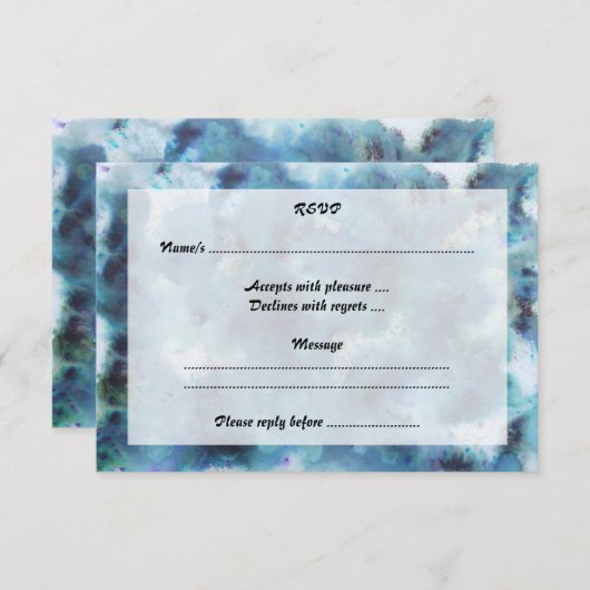 Cartons Réponse Bleu Abstrait. (Devant / Derrière)