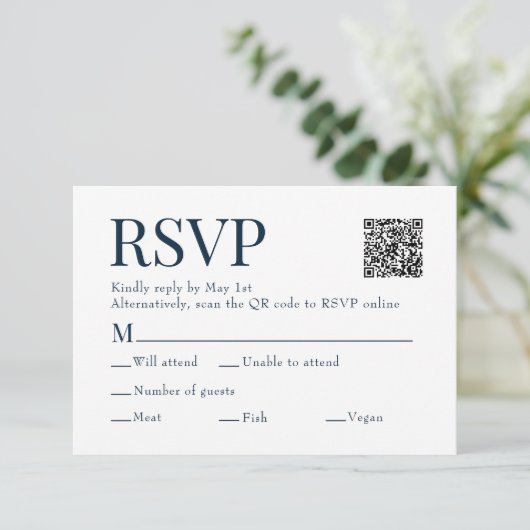 Cartons Réponse Bleu Aquarelle numérisation Qr Code Mariage de cho (Debout devant)