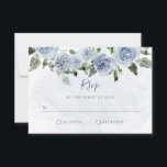 Cartons Réponse Bleu Aquarelle Plutôt Dusty Fleurs<br><div class="desc">Ces jolies cartes de réponse sont ornées d'un joli bouquet de fleurs d'aquarelles bleues poussiéreuses,  d'un lave-couleur bleu élégant et d'une typographie stylisée. Un beau look floral qui s'harmonise avec nos invitations florales bleues poussiéreuses pour votre Bat mitzvah,  douche nuptiale,  baby shower et autres occasions spéciales.</div>