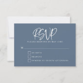 Cartons Réponse Bleu ardoise Moderne Script Lettrage Mariage (Devant)
