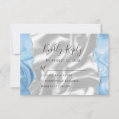 Cartons Réponse Bleu Bébé Argent Agate Soie Mariage (Devant)