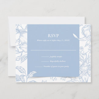 Cartons Réponse Bleu Botanique Floral Mariage Français