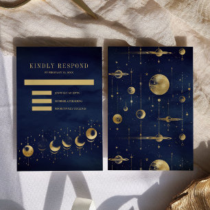 Cartons Réponse Bleu Céleste Or Croissant de Lune Phases de Lune M