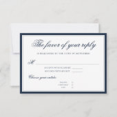 Cartons Réponse Bleu de marine classique Élégant Script sophistiqu (Devant)