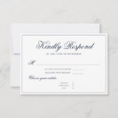 Cartons Réponse Bleu de marine classique Élégante calligraphie min (Devant)