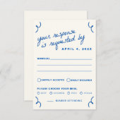 Cartons Réponse Bleu dessiné ensemble Mariage (Devant / Derrière)