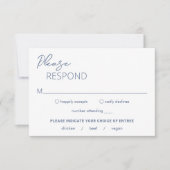 Cartons Réponse Bleu Duché Minimal Mariage moderne (Devant)