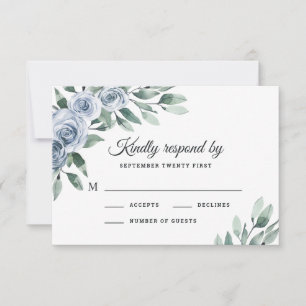 Cartons Réponse Bleu Dusty Elegant Floral Boho Rose Rustique Maria