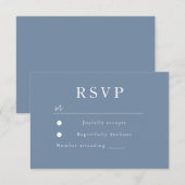 Cartons Réponse Bleu Dusty Mariage moderne et nuptiale (Devant / Derrière)