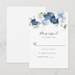 Cartons Réponse Bleu Dusty Vert Floral Script botanique