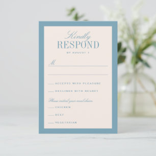 Cartons Réponse Bleu et crème Classique Mariage élégant