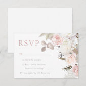 Cartons Réponse Bleu Jardin et Mariage Floral blanc (Devant / Derrière)