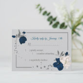 Cartons Réponse bleu marine et fleurs blanches botanique (Debout devant)