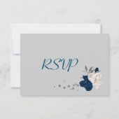 Cartons Réponse bleu marine et fleurs blanches botanique (Dos)