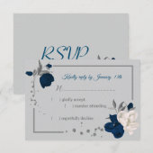 Cartons Réponse bleu marine et fleurs blanches botanique (Devant / Derrière)