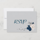 Cartons Réponse bleu marine et fleurs blanches choix de repas bota (Dos)