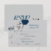 Cartons Réponse bleu marine et fleurs blanches choix de repas bota (Devant / Derrière)