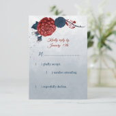 Cartons Réponse bleu marine et fleurs rouges (Debout devant)