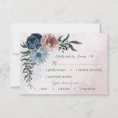 Cartons Réponse bleu marine rose roux fleurs verdure choix de repa (Devant)