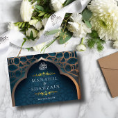 Cartons Réponse Bleu Nil Arc islamique 3D Élégant Mariage musulman