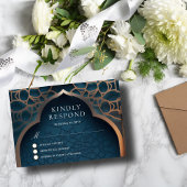 Cartons Réponse Bleu Nil Arc islamique 3D Élégant Mariage musulman