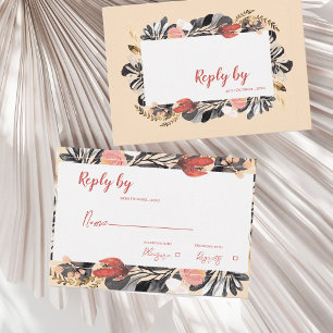 Cartons Réponse Bleu romantique et Mariage botanique floral noir