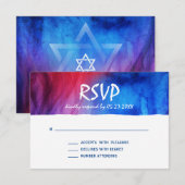 Cartons Réponse Bleu rouge feu glace | Étoile de David Bar Mitzvah (Devant / Derrière)