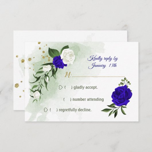 Cartons Réponse bleu royal et fleurs blanches verdure (Devant / Derrière)