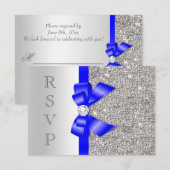 Cartons Réponse Bleu royal fausse nœud papillon sequins argent dia (Devant / Derrière)