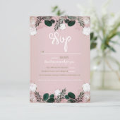 Cartons Réponse Bleu Taupe Coton Floral Verdure Mariage rustique (Debout devant)