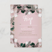 Cartons Réponse Bleu Taupe Coton Floral Verdure Mariage rustique (Devant / Derrière)