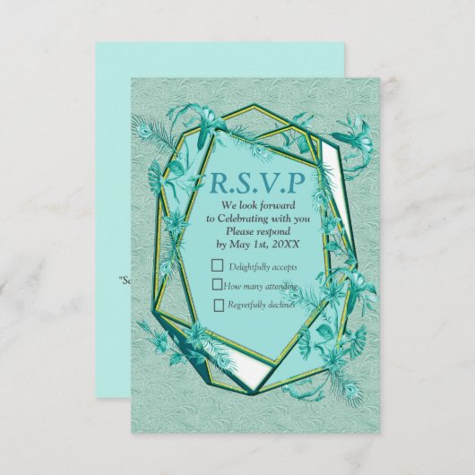 Cartons Réponse Bleu turquoise - arrière - plan texturé vert avec  (Devant / Derrière)