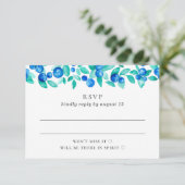 Cartons Réponse Bleus des bois. Mariage de baies bleu et menthe (Debout devant)