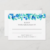 Cartons Réponse Bleus des bois. Mariage de baies bleu et menthe (Devant / Derrière)