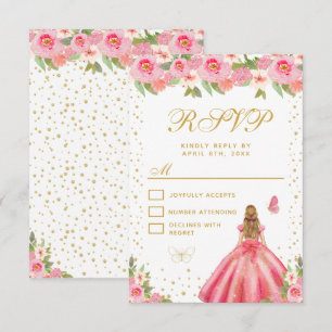 Cartons Réponse Blonde aux Cheveux Roses Princesse Sweet Seize