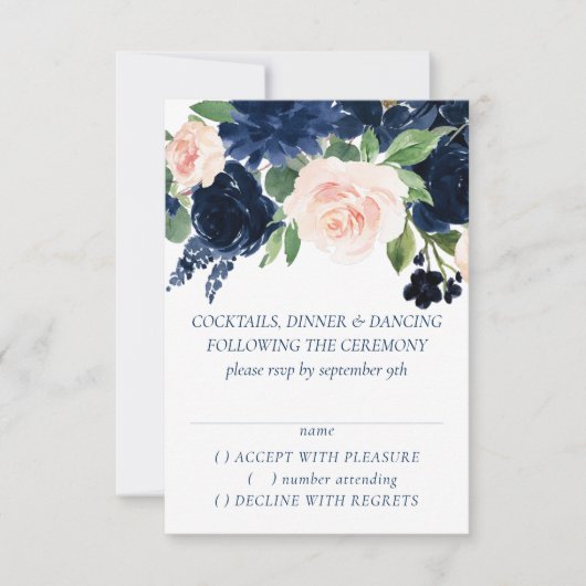 Cartons Réponse Blooms Chics | Navy Blue and Blush Pink Garland (Devant)