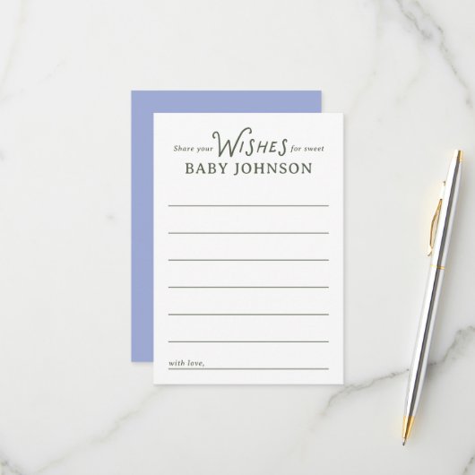 Cartons Réponse Blue and Green Wishes for Baby Shower Card (Devant/Arrière en situation)