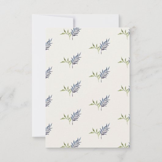 Cartons Réponse blue and greenery spring elegant wedding (Dos)